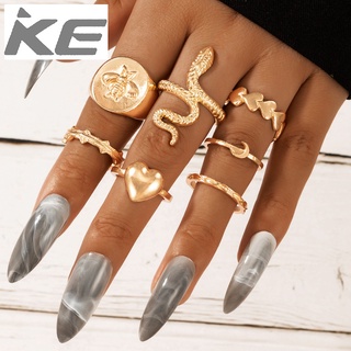 Ring Snake-shaped element bee love moon gold 7-piece ring female for girls for women low price