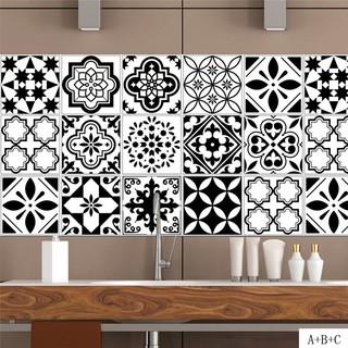 New 20*100cm DIY Black &amp; White Mosaic Wall Tiles Stickers Waist Line Sticker Kit