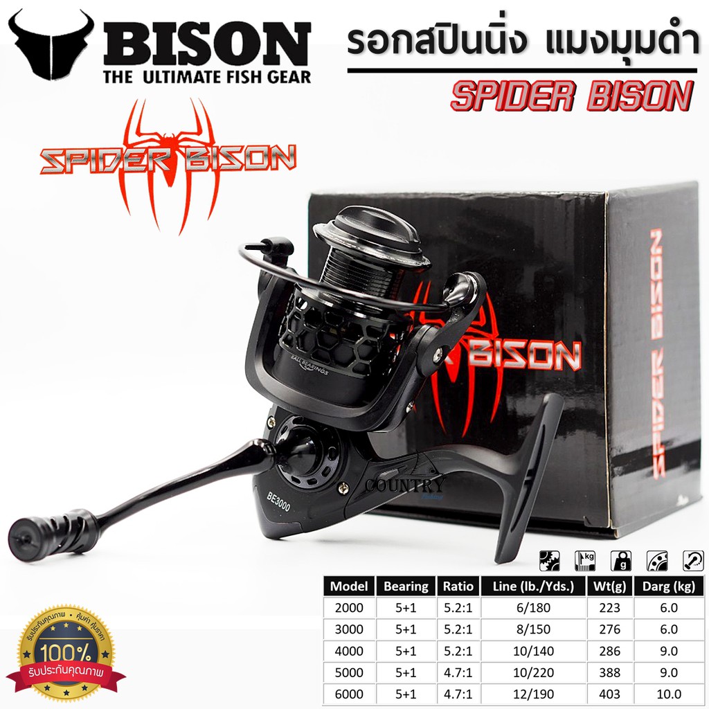 spider-bison-แมงมุมดำ-รอกสปินนิ่งไบสัน-สุดสวย-สีดำด้าน-ดุๆ-รับประกันคุณภาพ
