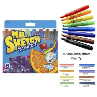 Mr.Sketch 1905070 Scented Markers, Assorted Colors, Set Of 8 ปากกามาร์คเกอร์หัวตัดแพค 8 ด้าม