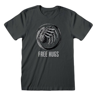 เสื้อยืด ผ้าฝ้าย พิมพ์ลายเอเลี่ยน Free Hugs คุณภาพดี สําหรับผู้ชาย