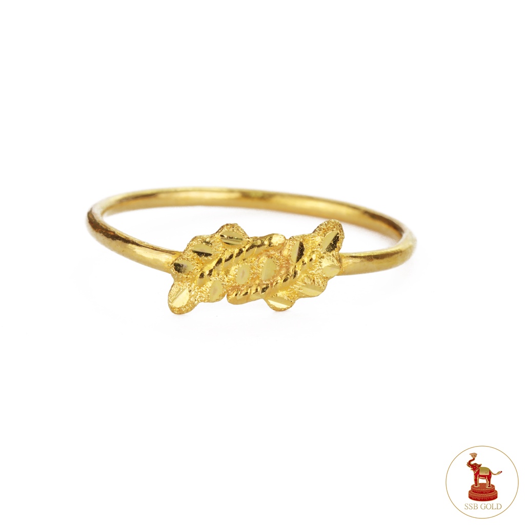 ภาพหน้าปกสินค้าแหวนทอง 0.6 กรัม ทอง 96.5% ลายใบมะกอก ทองแท้ ขายได้ จำนำได้ มีใบรับประกันทอง