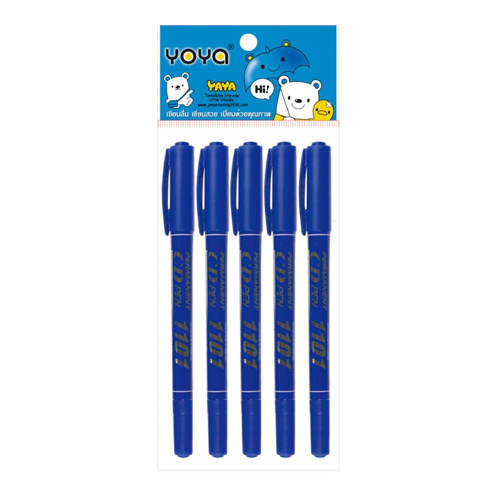 โยย่า-ปากกามาร์คเกอร์-2-หัว-รุ่น-1101-แพ็ค-5-ด้าม-คละสี-น้ำเงิน-ดำ101337yoya-marker-pen-1101-5-pcs-pack