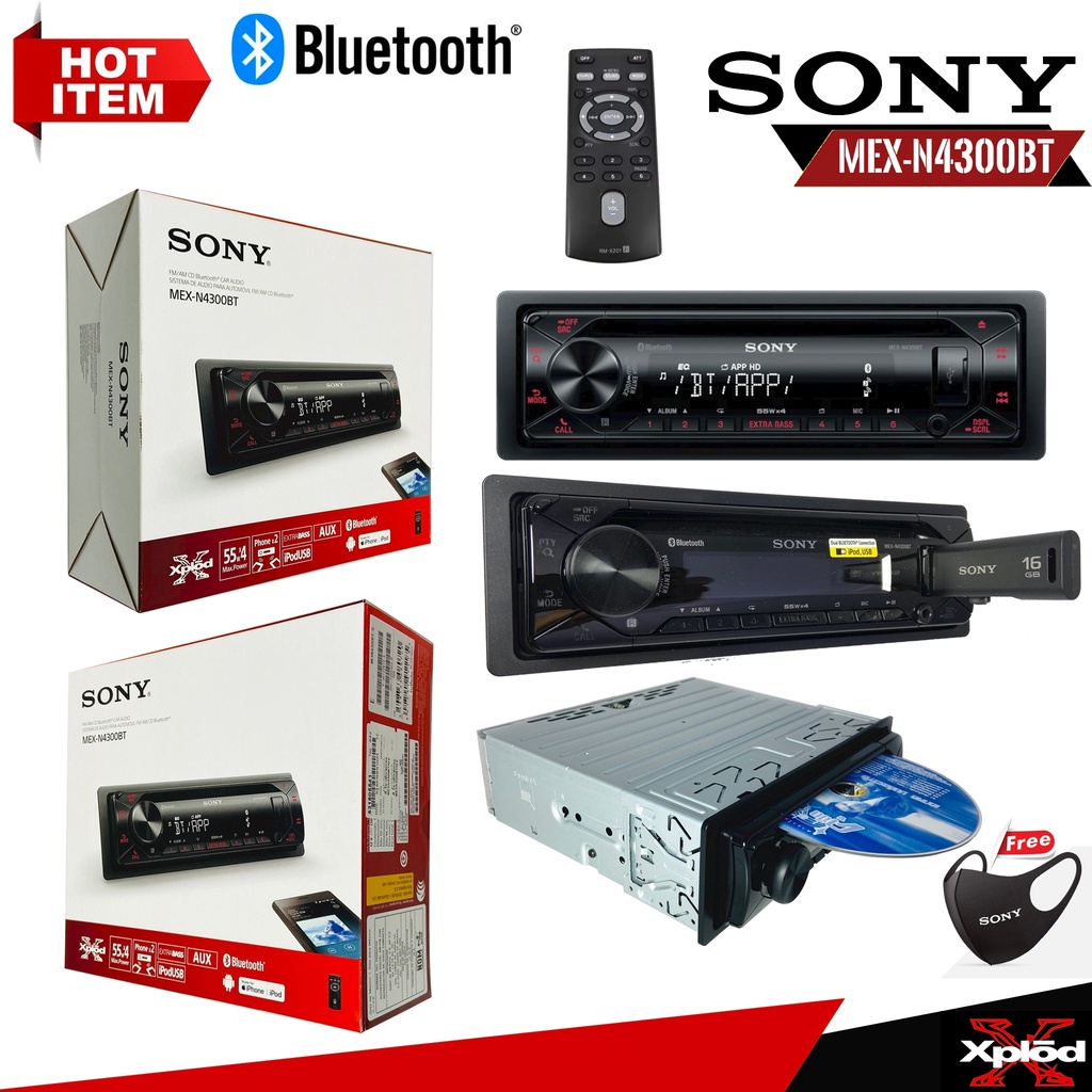 เครื่องเสียงรถยนต์-sony-รุ่น-mex-n4300bt-บลูทูธเล่นแผ่นcd-audio-mp3-fm-ช่องusb-เครื่องเล่น-1dinแถมmask-sony