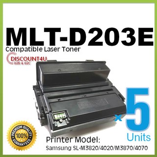 ** Pack 5 ** Discount4U ตลับหมึกเลเซอร์ Toner MLT-D203E ใช้กับ Samsung M3320