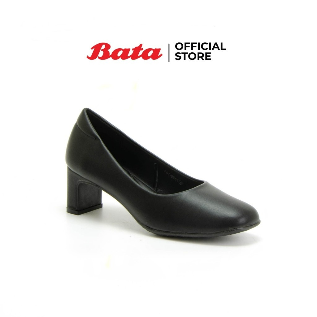 ภาพหน้าปกสินค้า* * Bata บาจา รองเท้าคัทชูหนัง รองเท้ารับปริญญา ทางการ ทำงาน สำหรับผู้หญิง ส้นสูง 2 นิ้ว พื้นนุ่ม ใส่สบาย สีดำ รหัส 7516661