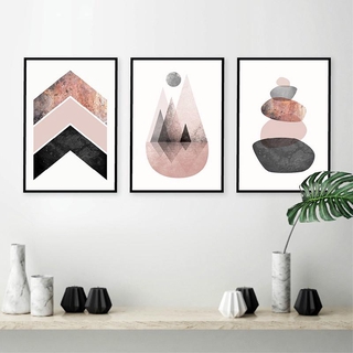 Scandinavian Prints Pink Grey Modern Abstract Wall Art Decor Canvas Picture Unframed