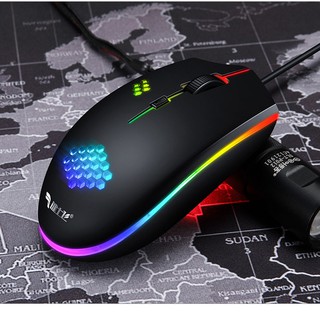 ภาพหน้าปกสินค้าRGB gaming mouse ออปติคัลเมาส์สำหรับเล่นเกมความแม่นยำสูง DPI 200 - 1600 ปรับได้สำหรับ MMORPG (BNS) FPS MoBA (สีดำ) ที่เกี่ยวข้อง