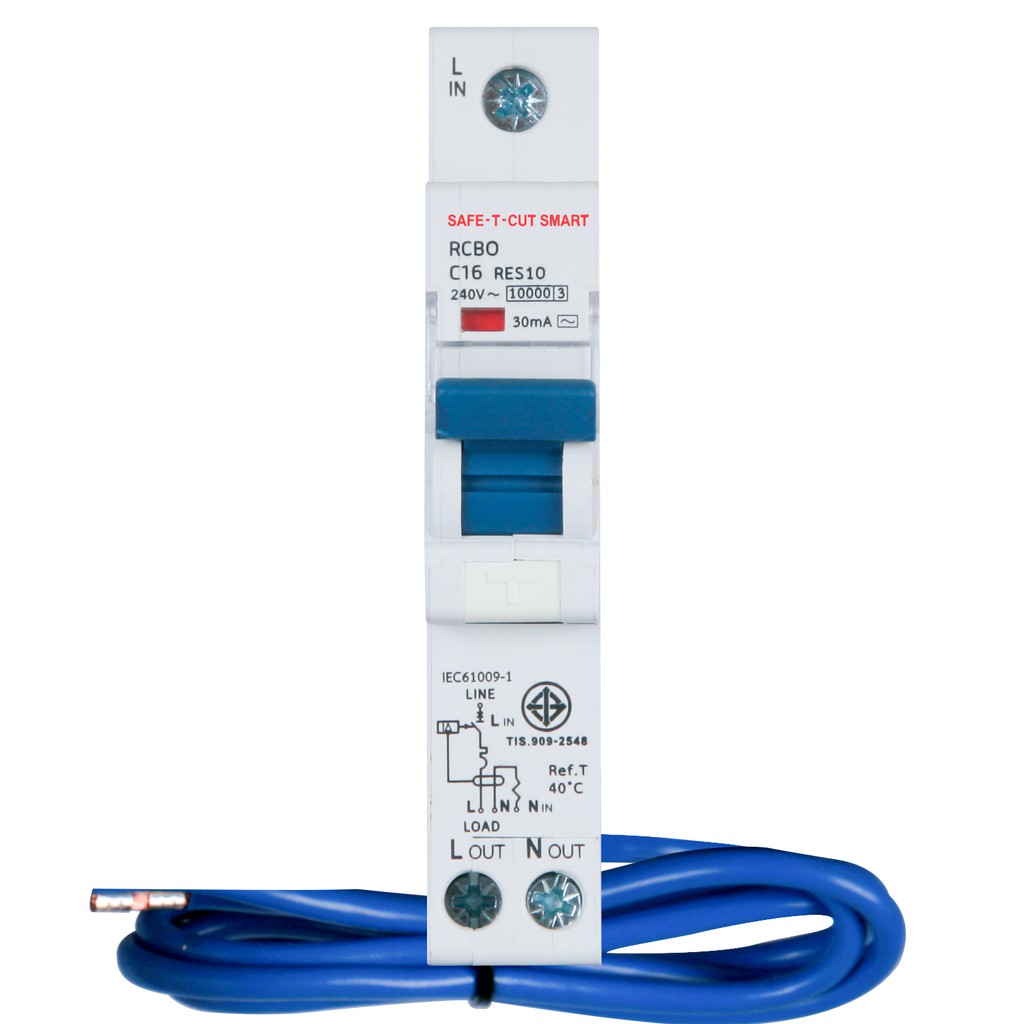 อุปกรณ์ RCBO รุ่น RES10 (1P+N) 30mA แบบ EU (รางปีกนก) : เซฟทีคัท สมาร์ท ...