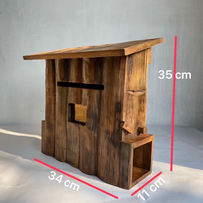 ตู้จดหมายไม้สักแท้-ตู้รับจดหมาย-ตู้ไปรษณีย์-ขนาดใหญ่พร้อมช่องเสียบหนังสือพิมพ์