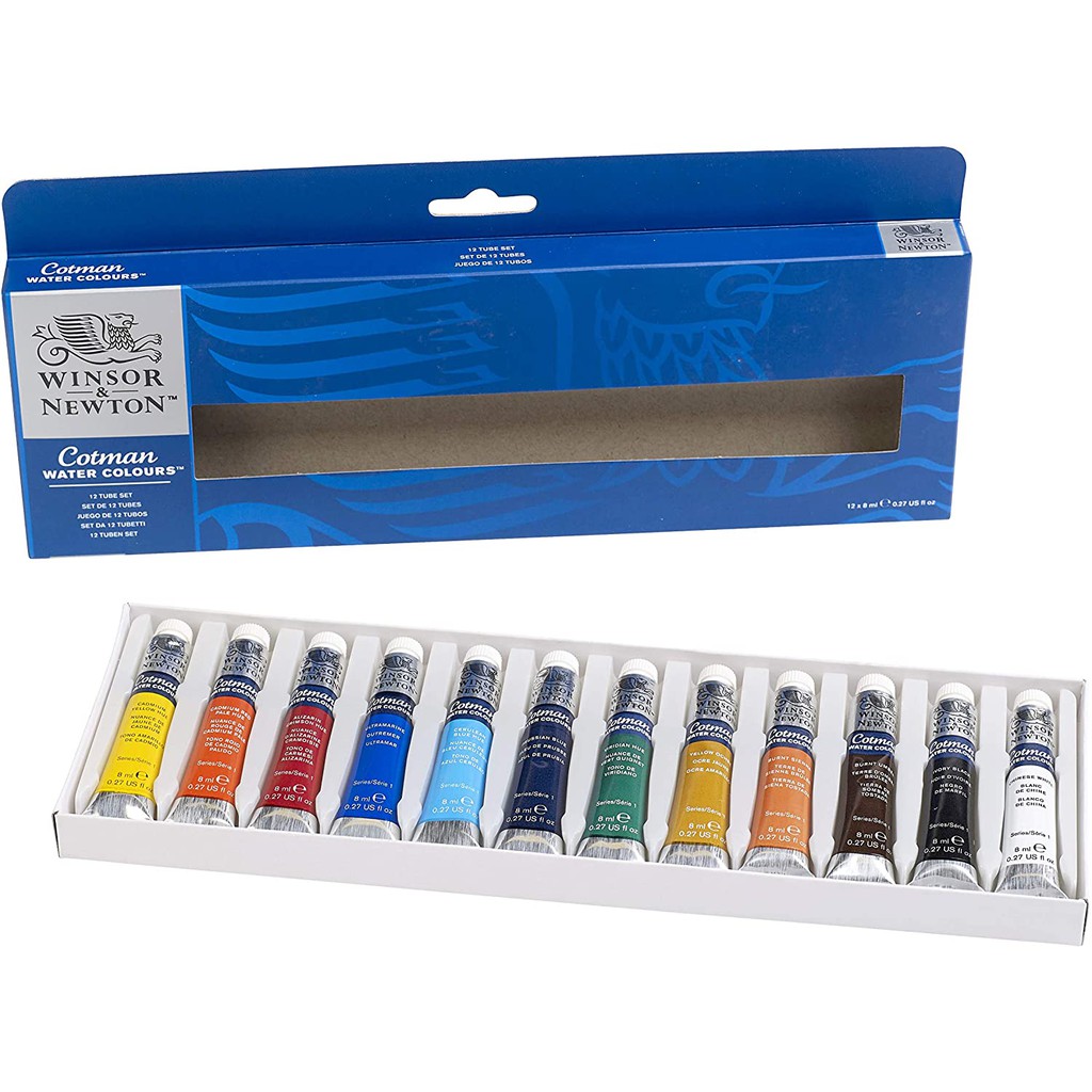 สีน้ำ-วินเซอร์-ชุด12สี-winsor-cotman-water-color-12-x-8-ml