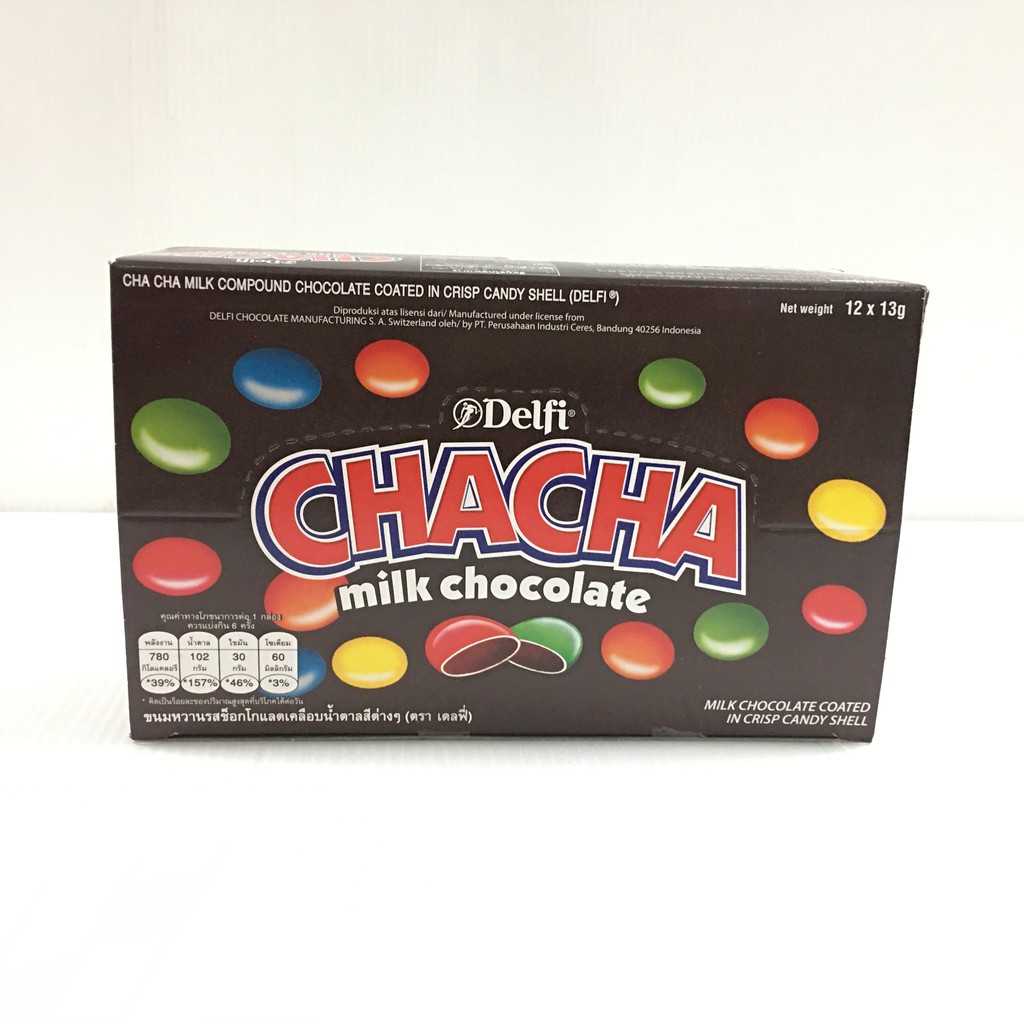 ยกกล่อง-delfi-chacha-milk-chocolate-ขนมหวานรสช็อกโกแลตเคลือบน้ำตาลสีต่างๆ-ตรา-เดลฟี่-ชาช่า-156-กรัม