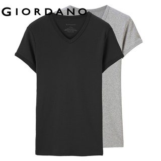 Giordano เสื้อยืดคอวี ผ้าฝ้าย 100% จำนวน 2 ตัว Free Shipping 01242013