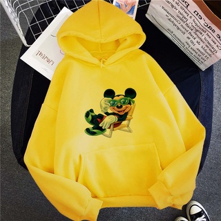 Mickey print hooded long-sleeved sweatshirt