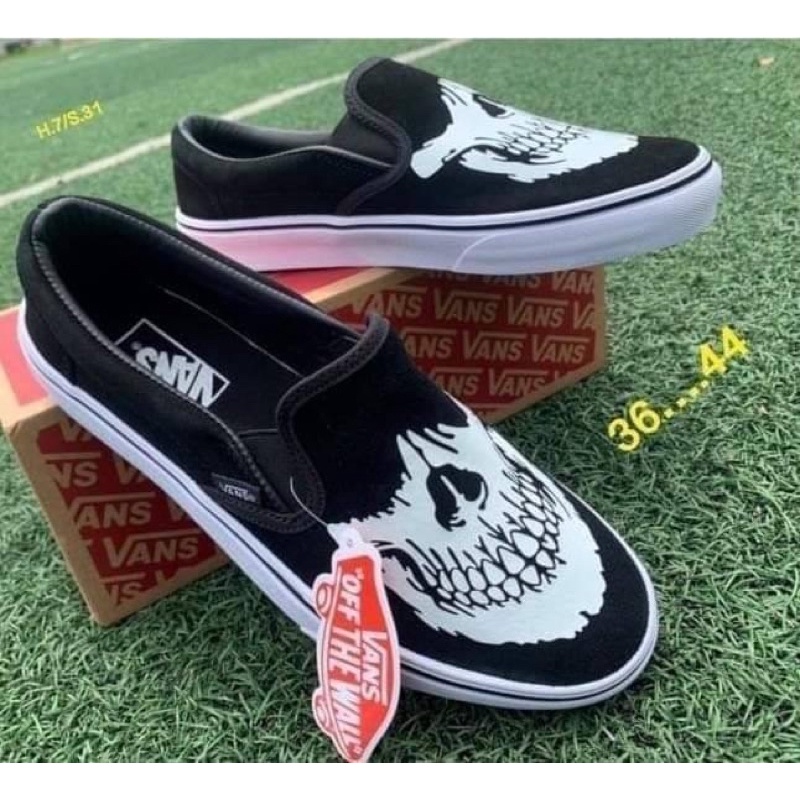 โปร-sales-40-รองเท้าผ้าใบ-vans-slip-on-jawbone-black-white-sneakers