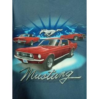 เสื้อยื ดมือสอง ลายมันส์ รถ MUSTANG เจ้าเก่าเจ้าเดิม L อก 42 ยาว 27.5