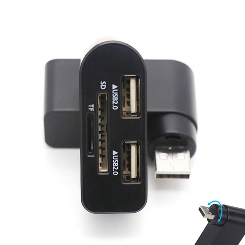 char-อะแดปเตอร์แยกฮับ-usb2-0-480mbps-หมุนได้-พร้อมการ์ดรีดเดอร์-sd-tf-4-นิ้ว