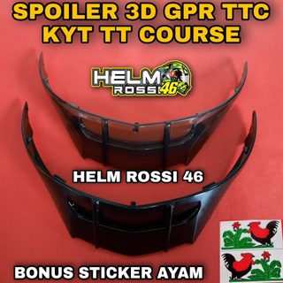 Hitam สปอยเลอร์ GPR KYT TT COURSE TTC สีดํา และโบนัสกาวใสด้านข้าง