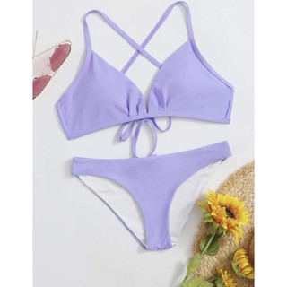 Size M New Shein bikini purple set บราผูกหลัง พร้อมส่ง