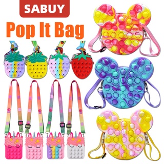 SABUY  [23 รุ่น] POP It Bag กระเป๋าสะพายข้าง ลายยูนิคอร์น กระเป๋าสะพายข้างเด็ก Bubble Fidget Bag