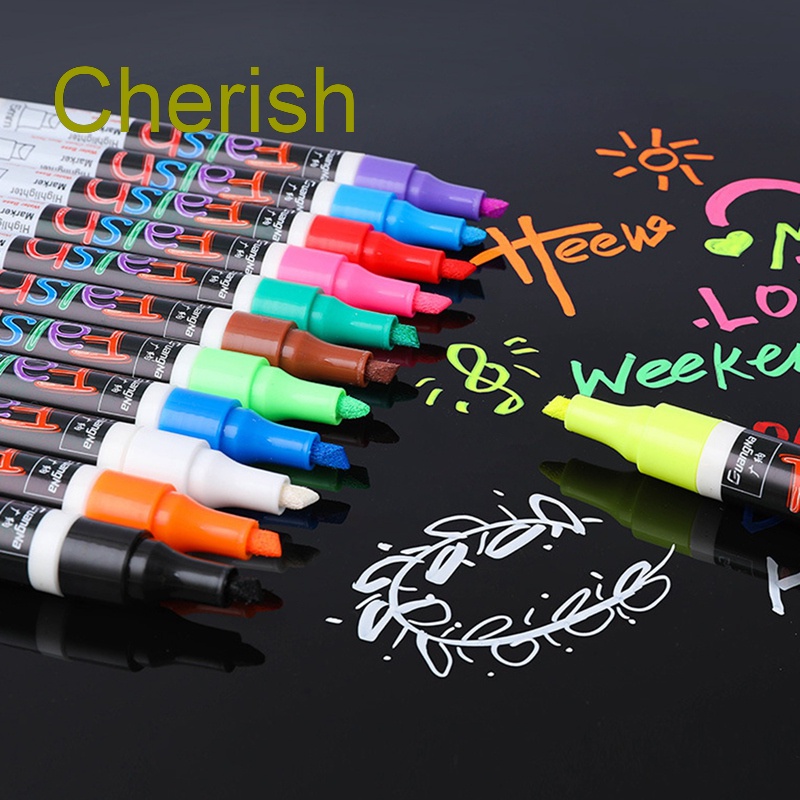 ราคาและรีวิวCherish ปากกามาร์กเกอร์ชอล์ก ลบได้ หลายสี 8 12 สี สําหรับเขียน เขียนกระจก หน้าต่าง 8 12 ชิ้น ต่อชุด