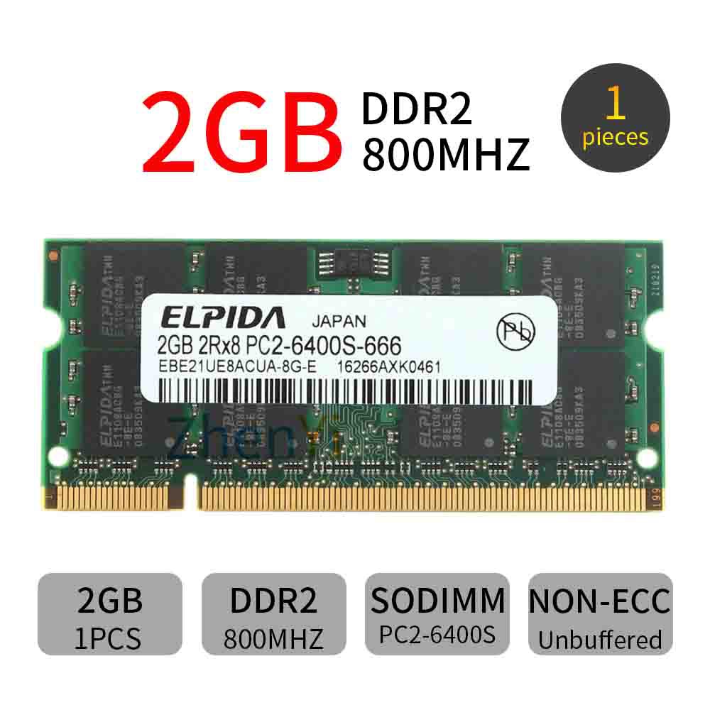 Elpida 2GB PC2-6400 Notebook DDR2 800Mhz 200Pin RAM Memory
