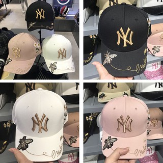 สินค้า หมวกหญิงฤดูใบไม้ผลิและฤดูใบไม้ร่วง MLB หมวกเบสบอลฤดูใบไม้ร่วงเกาหลีครีมกันแดดผึ้ง NY ปักหมวกหมวกบังแดด