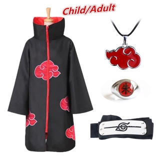 ราคาAnime Naruto Akatsuki Uchiha Itachi Cosplay Costume Halloween Party Costumes kid Adult Cloak Cape
