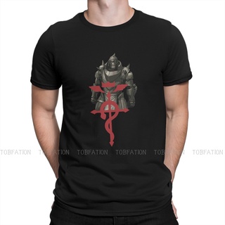 เสื้อยืดโอเวอร์ไซส์เสื้อยืดคอกลม แขนสั้น พิมพ์ลายการ์ตูน Alphonse Elric Fullmetal Alchemist Brotherhood สไตล์วินเทจ ขนาด