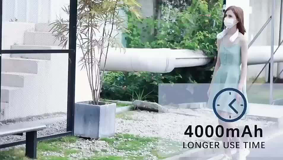 พัดลมคล้องคอ-พัดลมพกพา-พัดลมห้อยคอ-ไม่ต้องถือ-ไม่ใช่ใบพัด-4000mah-พัดลมระบา