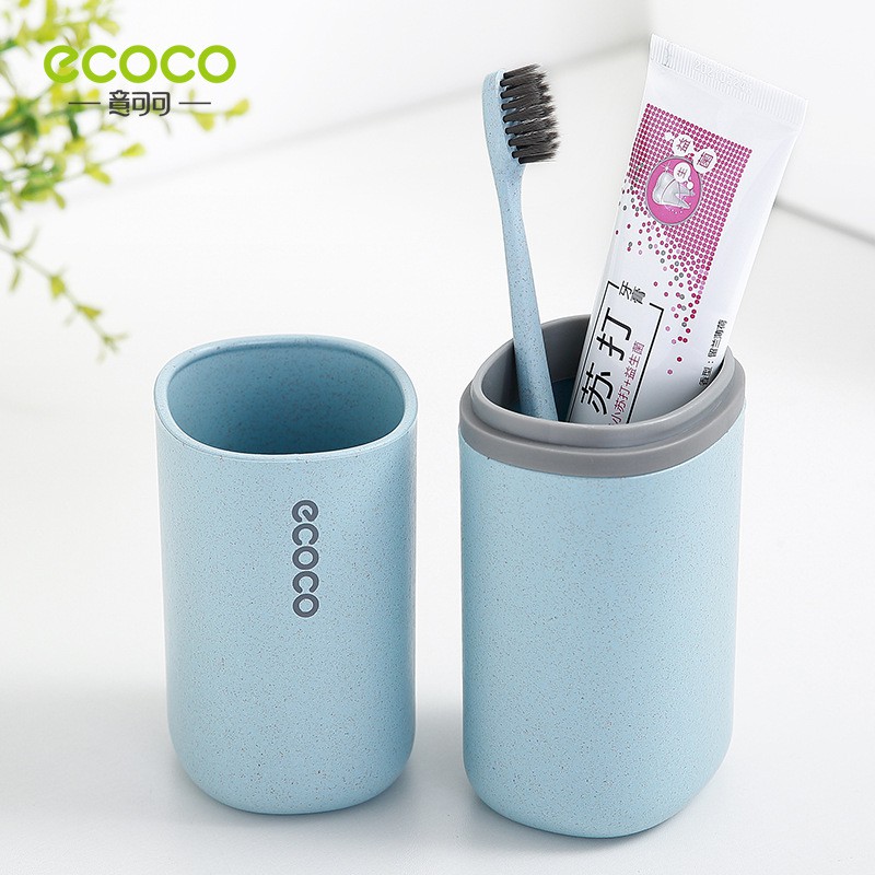 ecoco-ที่เก็บอุปกรณ์แปรงฟันสำหรับเดินไปนอกสถานที่-ทำจากฟางข้าวสาลี-toiletries-keeper