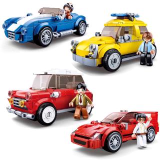 658PCS Sluban 0706 Retro Car Ferrari Beetle Car Building blocks educational Toys ingly Compatible kids gift