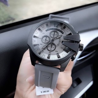 (ผ่อน0%) นาฬิกา Diesel Mens Mega Chief Analog Gray Silicone Watch DZ4496 สายซิลิโคนเทา ตัวเรือนสีดำด้าน ✔️หน้าปัด 51mm.