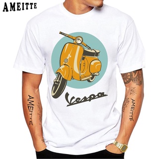 เสื้อยืดพิมพ์ลายแฟชั่น เสื้อยืดแขนสั้นลําลอง พิมพ์ลาย Vespa สีขาว สไตล์ฮิปฮอป คลาสสิก แฟชั่นฤดูร้อน สําหรับเด็กผู้ชาย