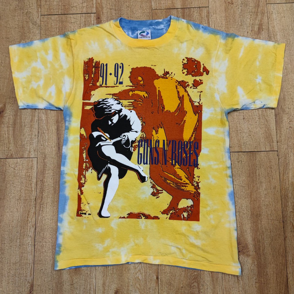 GUNS N' ROSES @1991 ผ้ามัดยอม ป้าย LiquidBlue เสื้่อวง เสื้อทัวร์