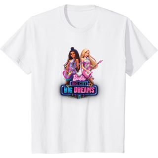 เสื้อยืดผ้าฝ้ายพรีเมี่ยม เสื้อยืด พิมพ์ลาย Barbie Big City Dreams