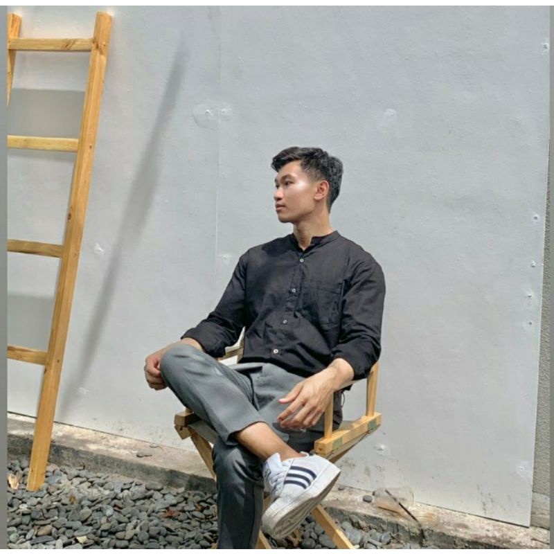 ภาพสินค้า️ทักแชทรับโค้ดลดเพิ่ม เชิ้ตคอจีนมีกระดุมผู้ชายแขนยาว สีพื้น Long-Sleeve Mandarin Collar Shirt 2 (56-02) จากร้าน hob.studios บน Shopee ภาพที่ 3