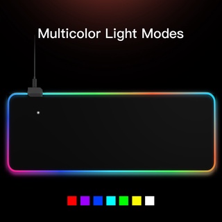 CrownBear แผ่นรองเมาส์มีไฟ แบบยาว เเผ่นรองเมาส์ RGB 7 สี แผ่นรองเมาส์เกมมิ่ง แผ่นรองเมาส์ 80x30 Gaming Mousepad