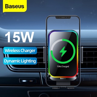Baseus ที่วางโทรศัพท์ในรถยนต์ 15W Qi ที่ชาร์จไร้สาย ที่วางชาร์จเหนี่ยวนําอัตโนมัติ สําหรับโทรศัพท์ในรถ สําหรับ iPhone 13 Samsung