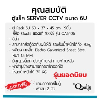 ภาพขนาดย่อของภาพหน้าปกสินค้าโปรแถมฟรี พัดลม ตู้แร็ค (ต้องประกอบเอง) รุ่น  รุ่น QA6406 ขนาด 6U Qoolis แท้ 100% รหัส 41011 จากร้าน cmetal_thailand บน Shopee