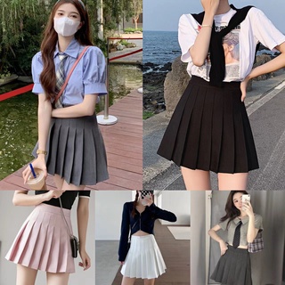 ราคาและรีวิวมีชับในค่ะ กระโปรงสั้น กระโปรง กระโปรงเทนนิสเอวสูง skirt สีพื้นเสื้อผ้าแฟชั่นผู้หญิงกระโปรงสั้นเหนือเข่า กระโปรง JK#K315