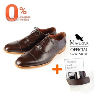 สินค้า [Combo shoes+belt] Brown LEO + Premium reversible Brown Saffiano & Smooth Black