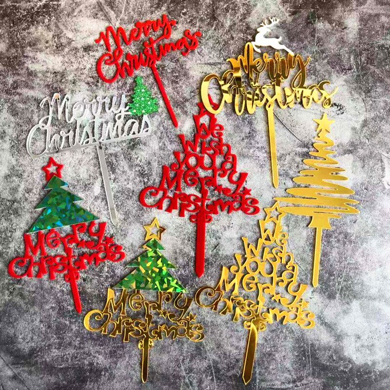 ป้ายอะคริลิค-merry-christmas-สําหรับตกแต่งเค้กปีใหม่เทศกาลคริสต์มาส