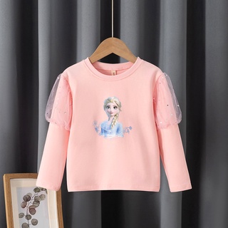 Girls Sleeve 2021 New Princess Puff Sleeve Frozen Elsa Princess Girls Top