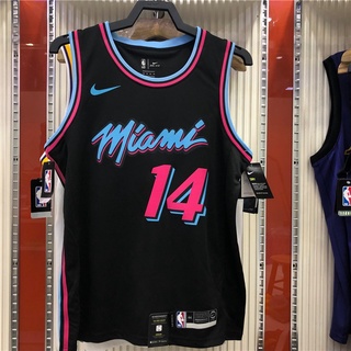 เสื้อกีฬาบาสเก็ตบอล คอกลม ปักลาย Herro # 14 NBA 2020 Miami Heat สีดํา สําหรับผู้ชาย