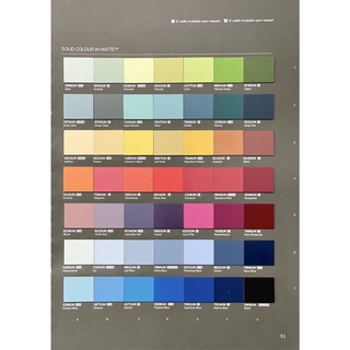 แผ่นลามิเนต Formica สีพื้น Solid Colors โทนสีสัน ผิวด้าน (Page 51) ขนาด 120 x 240 ซม. หนา 0.8 มม. คุณภาพระดับพรีเมียม