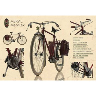 โปสเตอร์ จักรยาน รถจักรยาน Bicycle Bike POSTER 24”X35” Inch Mervil Mervilex Vintage France Bicycle