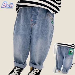 [BXPB] กางเกงยีนขายาว ทรงตรง ทรงหลวม สวมใส่สบาย แฟชั่นสําหรับเด็กผู้ชาย อายุ 3-15 ปี