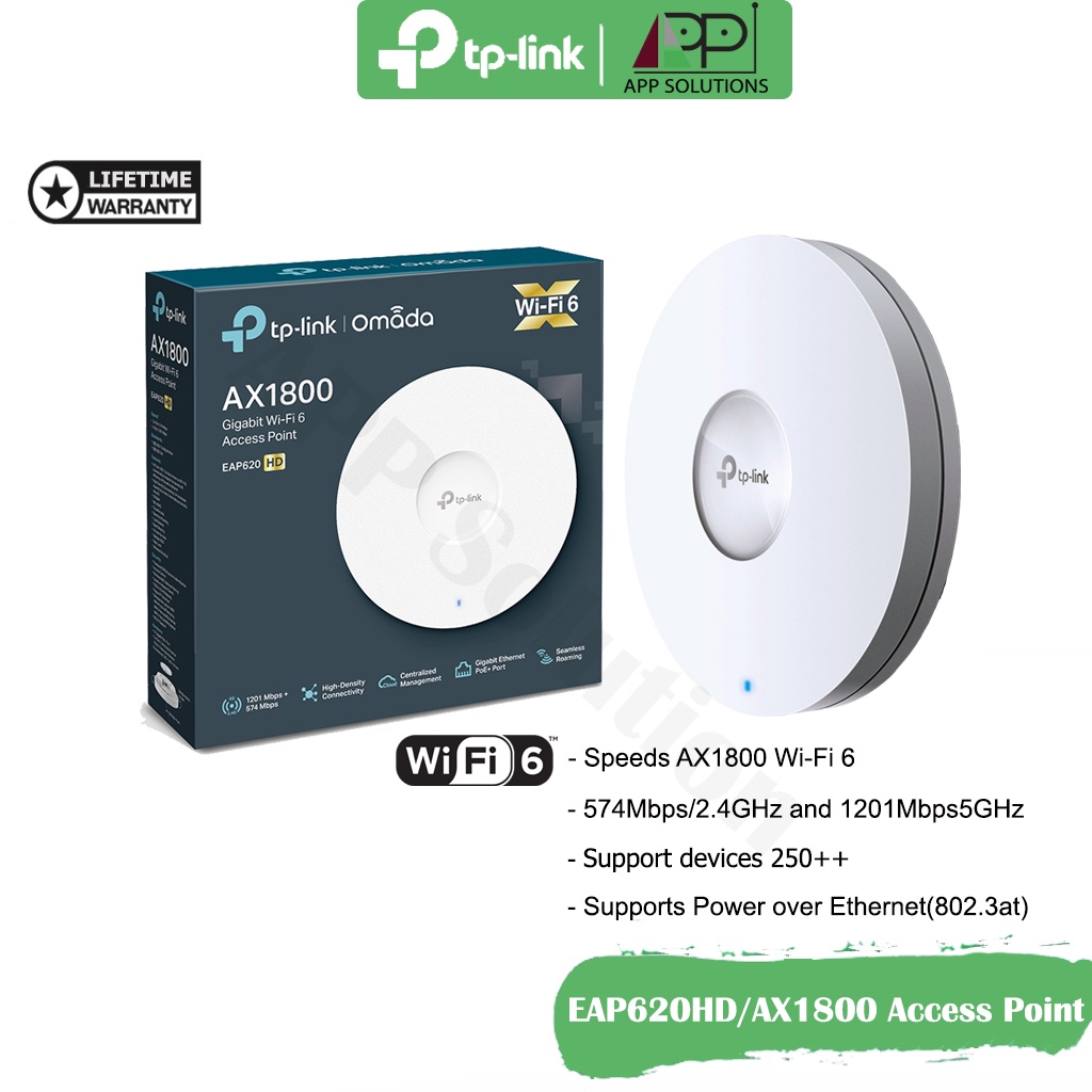 tp-link-access-point-wifi6-อุปกรณ์กระจายสัญญาณ-รุ่นeap620hd-ax1800-ประกันlifetime