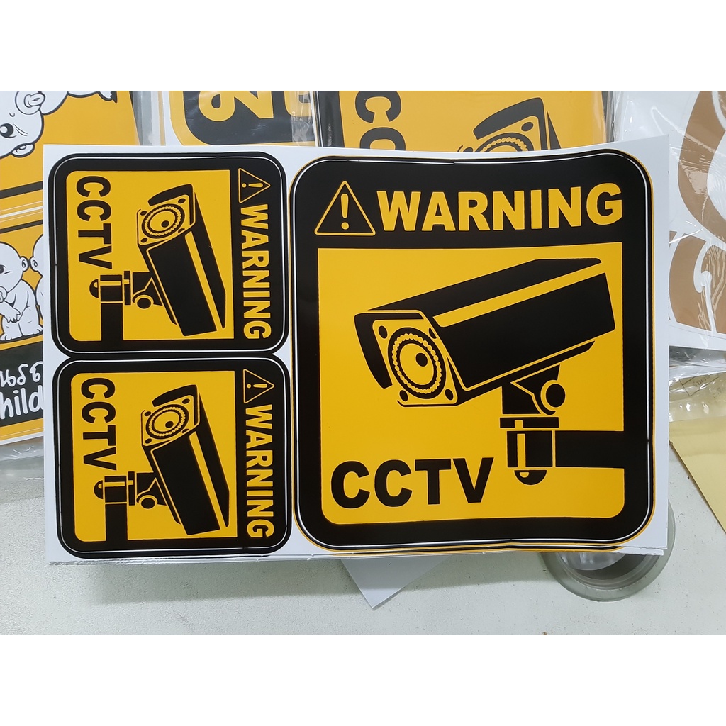 cctv-ป้ายสติ๊กเกอร์พลาสติก-cctvระบบรักษาความปลอดภัย-warning-cctv-ขนาดแผ่น-เอ4-จำนวน-2-แผ่น